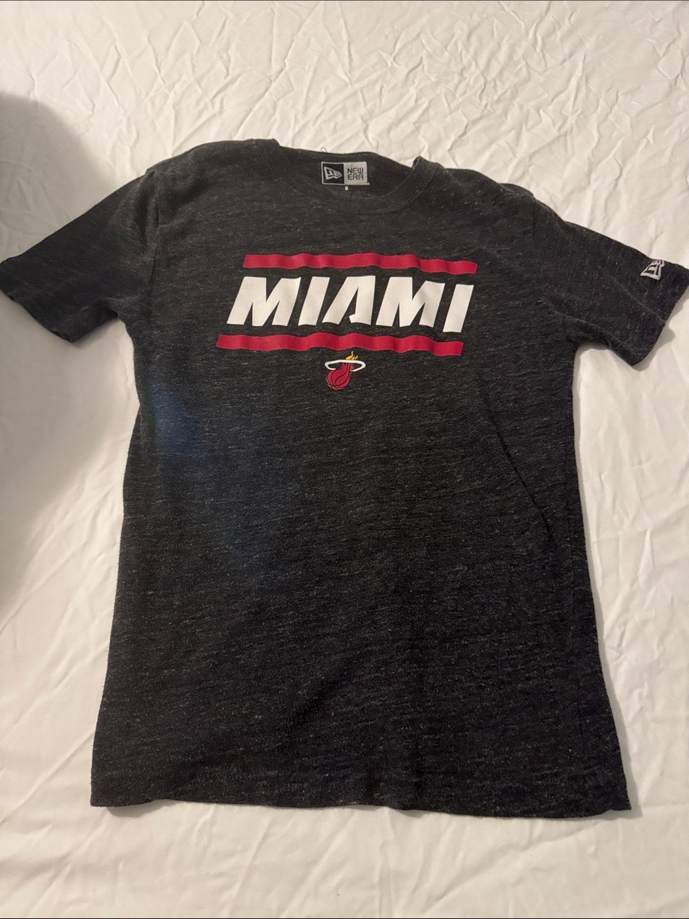 New Era Black Miami Graphic Tee with Red and White Accents